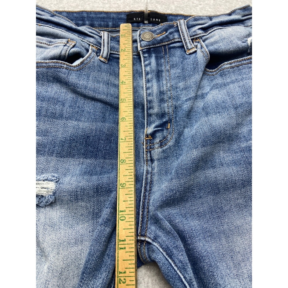 Risen Jeans Womens 28x25 Blue Denim‎ High Rise Straight Leg Frayed Hem Tag 7/28 - Picture 6 of 14